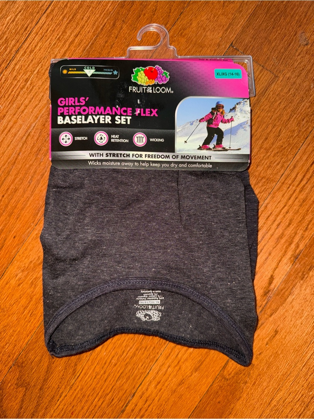 Fruit of the Loom Girls' Performance Flex Baselayer Top - Charcoal